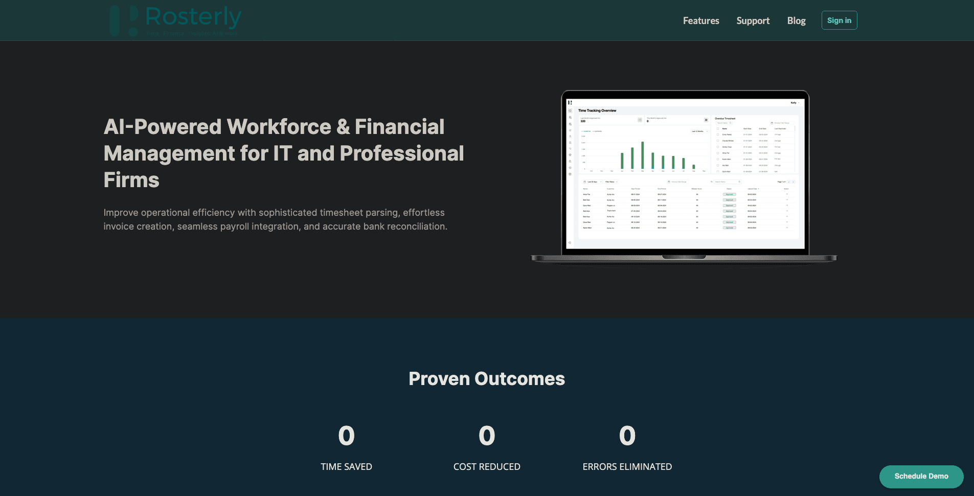 Screenshot of the Rosterly (Radixlink) project